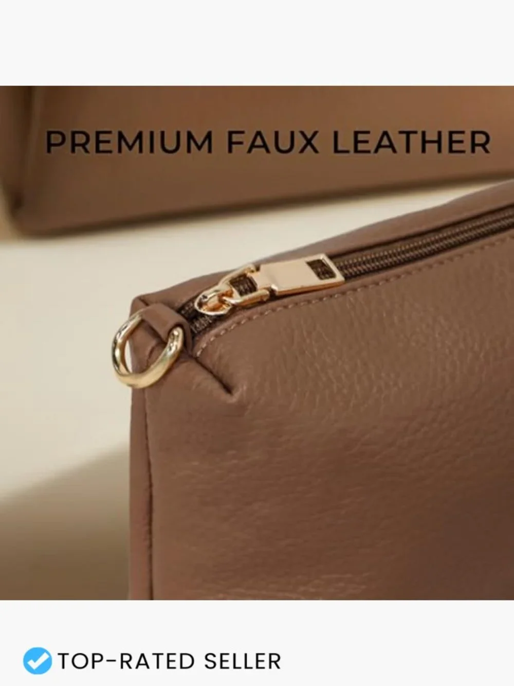 Faux Leather Satchel Bag Crossbody Shoulder Tote with Adjustable Strap & Inner